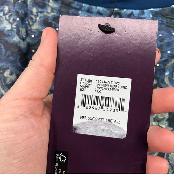 Gloria Vanderbilt Wilhemina Blouse Blue Green Popover Size 1X NWT Artsy Abstract - Picture 3 of 9